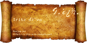 Iritz Éva névjegykártya
